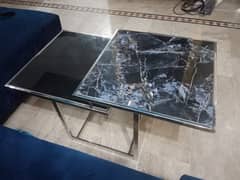 Pure stainless steel center table with Marble tile top