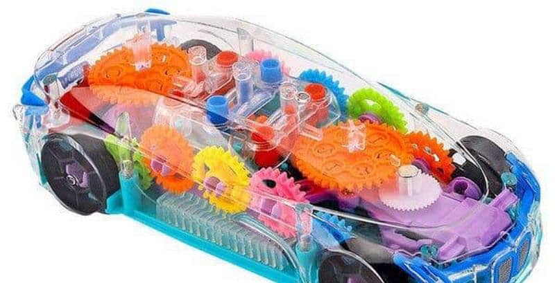 by a beautiful transparent toy car 0