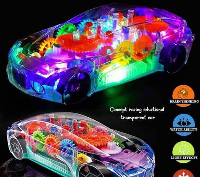 by a beautiful transparent toy car 1