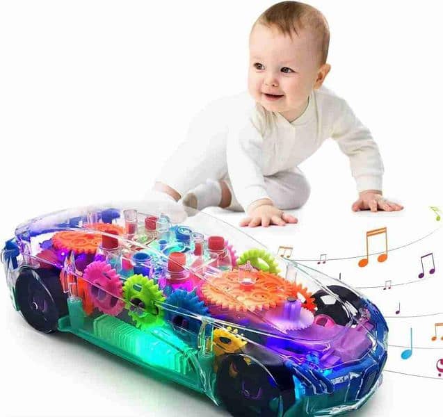 by a beautiful transparent toy car 2