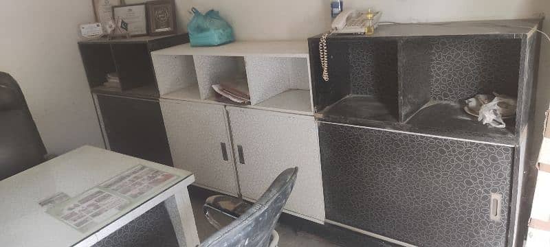 Office, Table with side cupboard and 3 Chairs Rs. 30,000/= 2