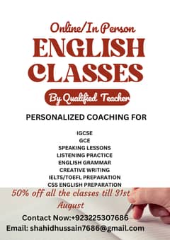 English classes available for all levels