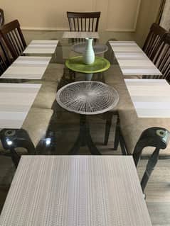 8 seater glass top dining table 0