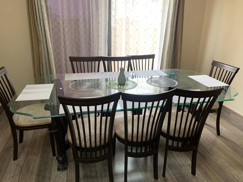 8 seater glass top dining table 1