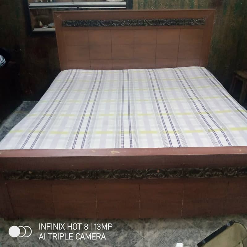 Wooden bed shesham ka hai with Side table 2