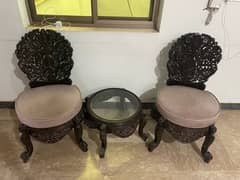 Beautiful Antique Chairs with Coffee Table