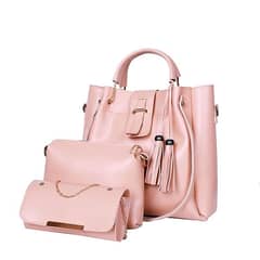 3 pcs women leather shoulder bag