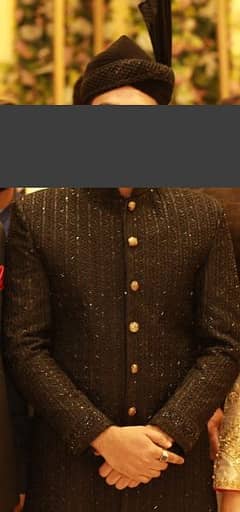 Black Sherwani With Turban