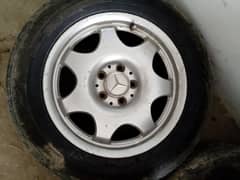 MERCEDES RIMS WITH DUNLOP TYRES.  50K PKR