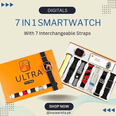 7 in 1 Ultra Smartwatch with 7 Interchangeable Straps. 0