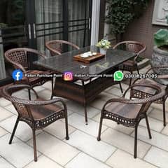 6 person indoor/outdoor dining rattan furniture 0