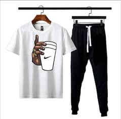 2 Pcs Micro Polyester Printed T-SHIRT and Trousers