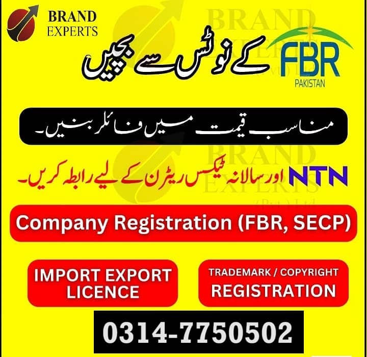 Income Tax Return, Tax Consultant, Tax Filer, FBR Business NTN 1