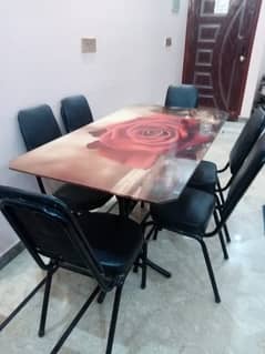 Slightly used dinning table with 6 chairs 0