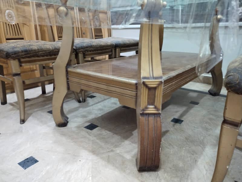 Dining Table / Six Seater wooden dining Table/ 6 Chair /Glass on Top 1