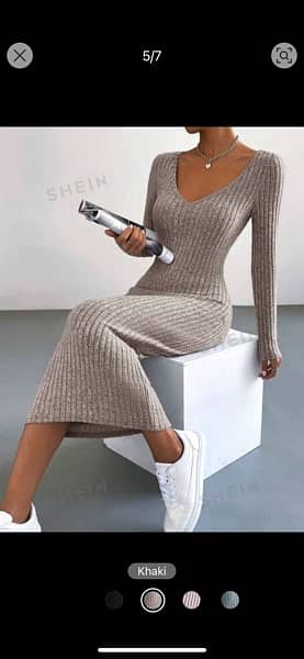 Shein V neck bodycon dress 1