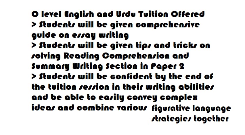 O level English and Urdu Tutor 0