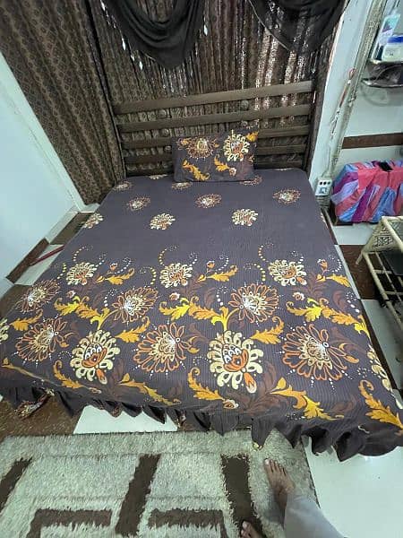 King size rod iron bed with matress and dressing mirror. 3