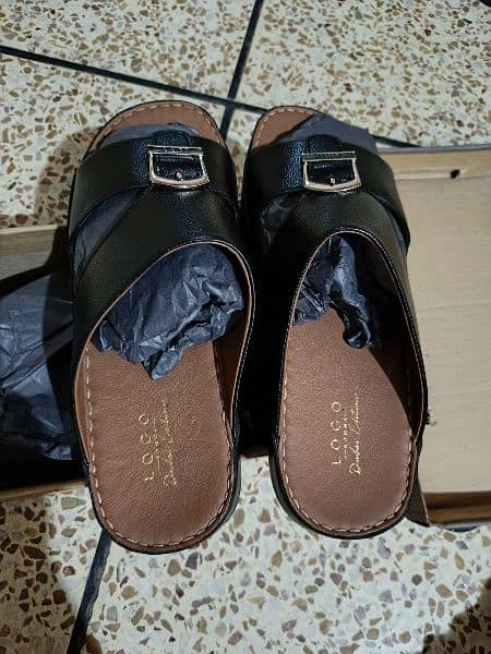 Logo Slippers 43size Balck Leather Brand New 3