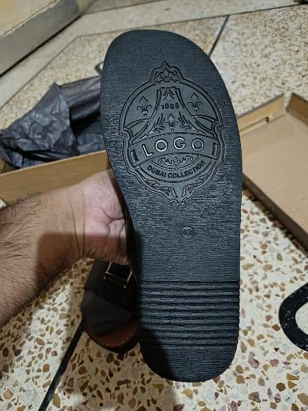 Logo Slippers 43size Balck Leather Brand New 4