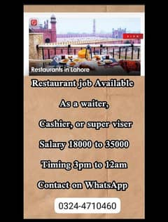 restaurant staff required lahore waiter oder taker job