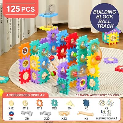 125Pcs DIY Creative Pipeline Rolling Ball Building Blocks Marble Drop
