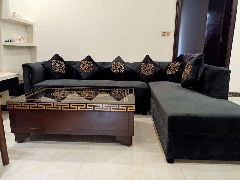 Comfortable L-Shaped Sofa for Sale - Good Condition!" Table not includ 0