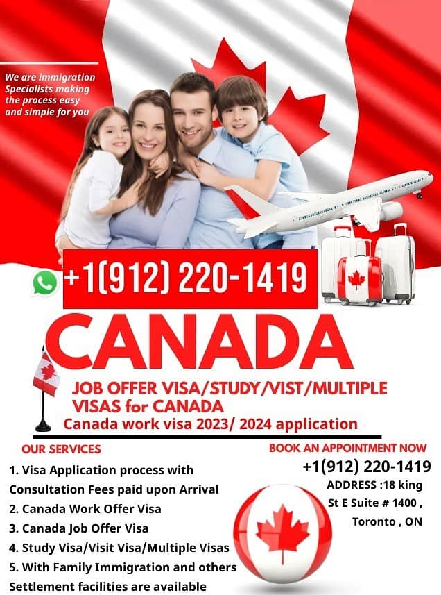 Canada Work/Job Offer Visa/Canada Study/Visit Visa/Family Immigration 2