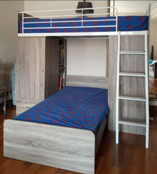 bunk bed attached with study table on one side 3