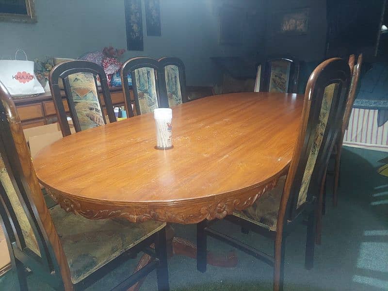 8 seater full solid wood dining table with chairs 0