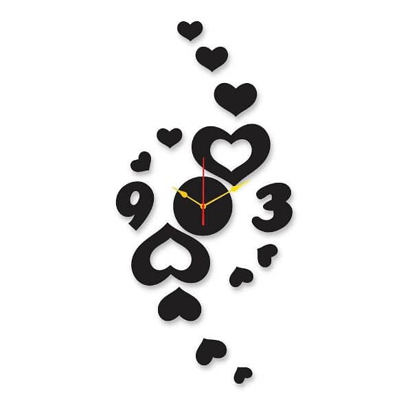 Three Nine Heart Analogue Wall Clock 0