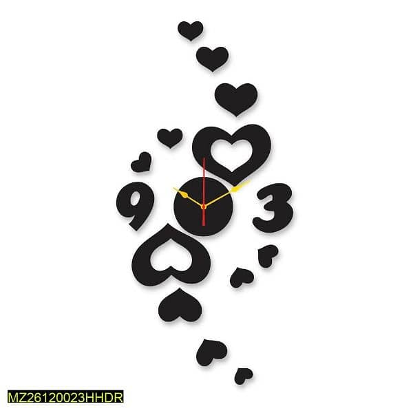 Three Nine Heart Analogue Wall Clock 2