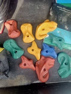 climbing holds, wall, equipments.