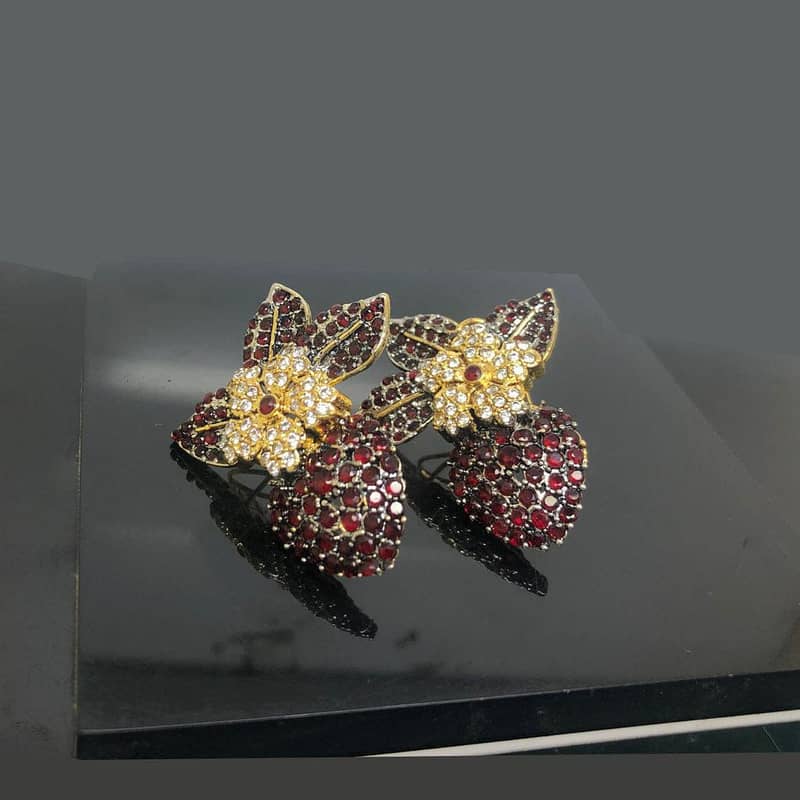 Regular Wear Gold Plated Tops Ear Rings with Real Zircons 2