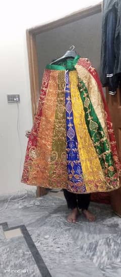 beautiful multi color kurti Jama war, silk lehnga, dupatta net,