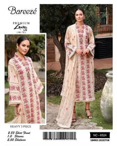 3 Pcs Women's Unstitched Lawn Embroidered Suit