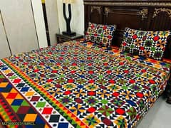 3pc cotton printed double bedsheet