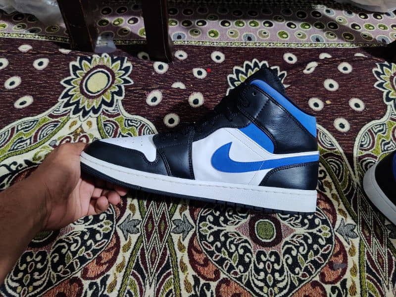 Original Nike Air Jordan 1 mid white racer blue shoes for sale size 46 2