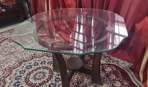 Central Table Set| Wooden glass table