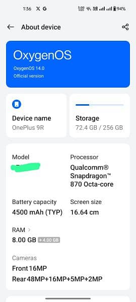 Oneplus 9r 256/16 6