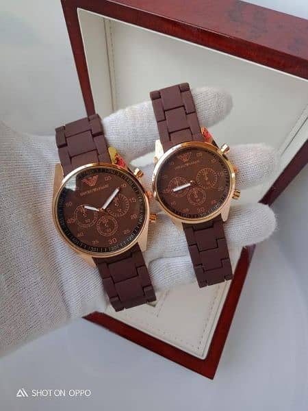 Couple rubber watch brown 2 watches 1