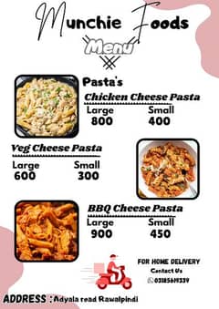 Taste Pastas with 3 special Types. Order Now : 03185619339