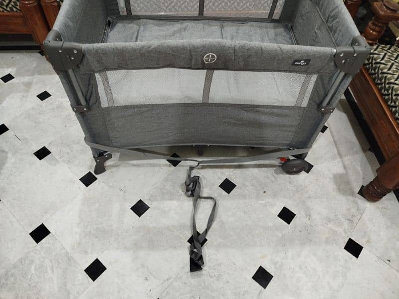 Babylo Deluxe Drop Side Co-Sleeper Bedside Travel Cot, Grey 2