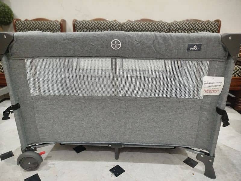 Babylo Deluxe Drop Side Co-Sleeper Bedside Travel Cot, Grey 10