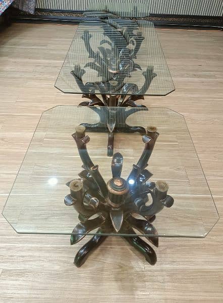 Carving Style Center Table with Two Side Tables 3