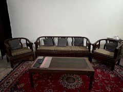 5 Seater Wooden Sofa set + Seithi + Center Table + 2 Side Tables 0