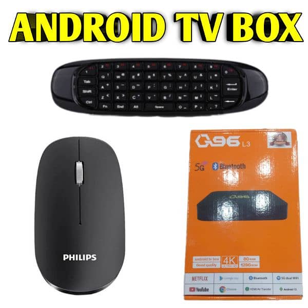 Q96 L3 ANDROID TV BOX WITH MOUSE AND KEYBOARD+AIR REMOTE 0