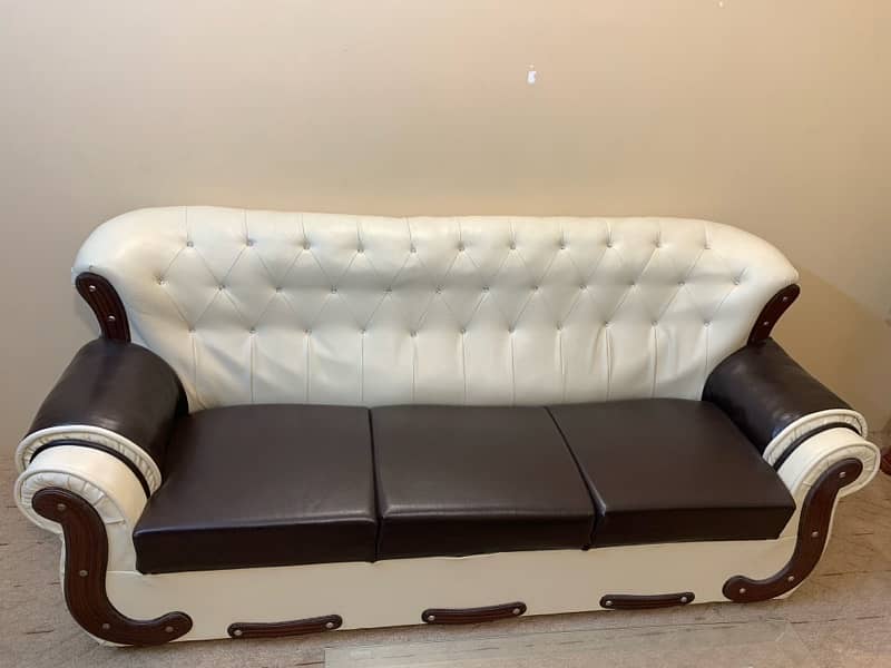 Off White & Brown Sofa Set 1