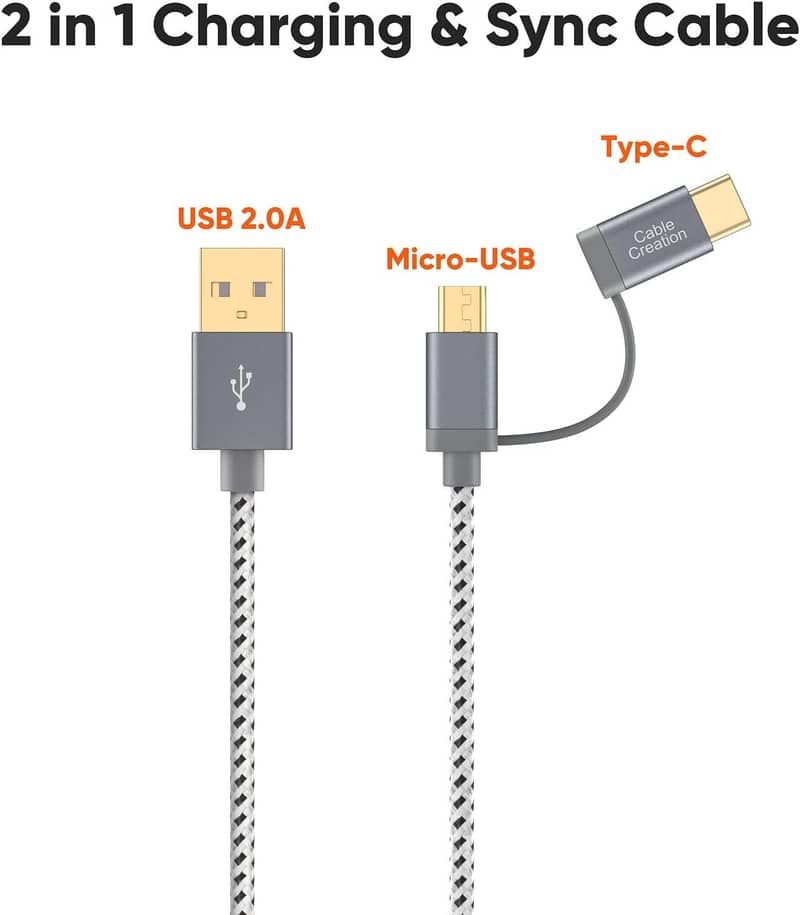 USB-C to Micro USB 2.0 Cable,Short Type C Cable 7