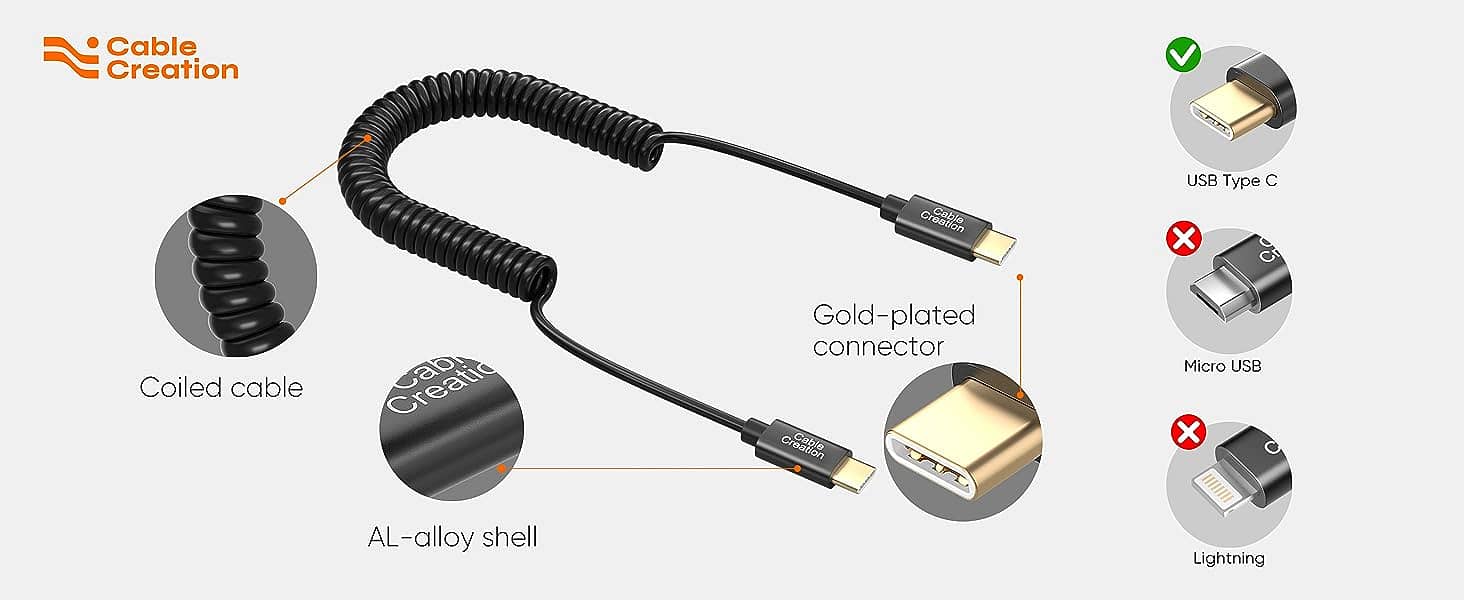 USB-C to Micro USB 2.0 Cable,Short Type C Cable 18